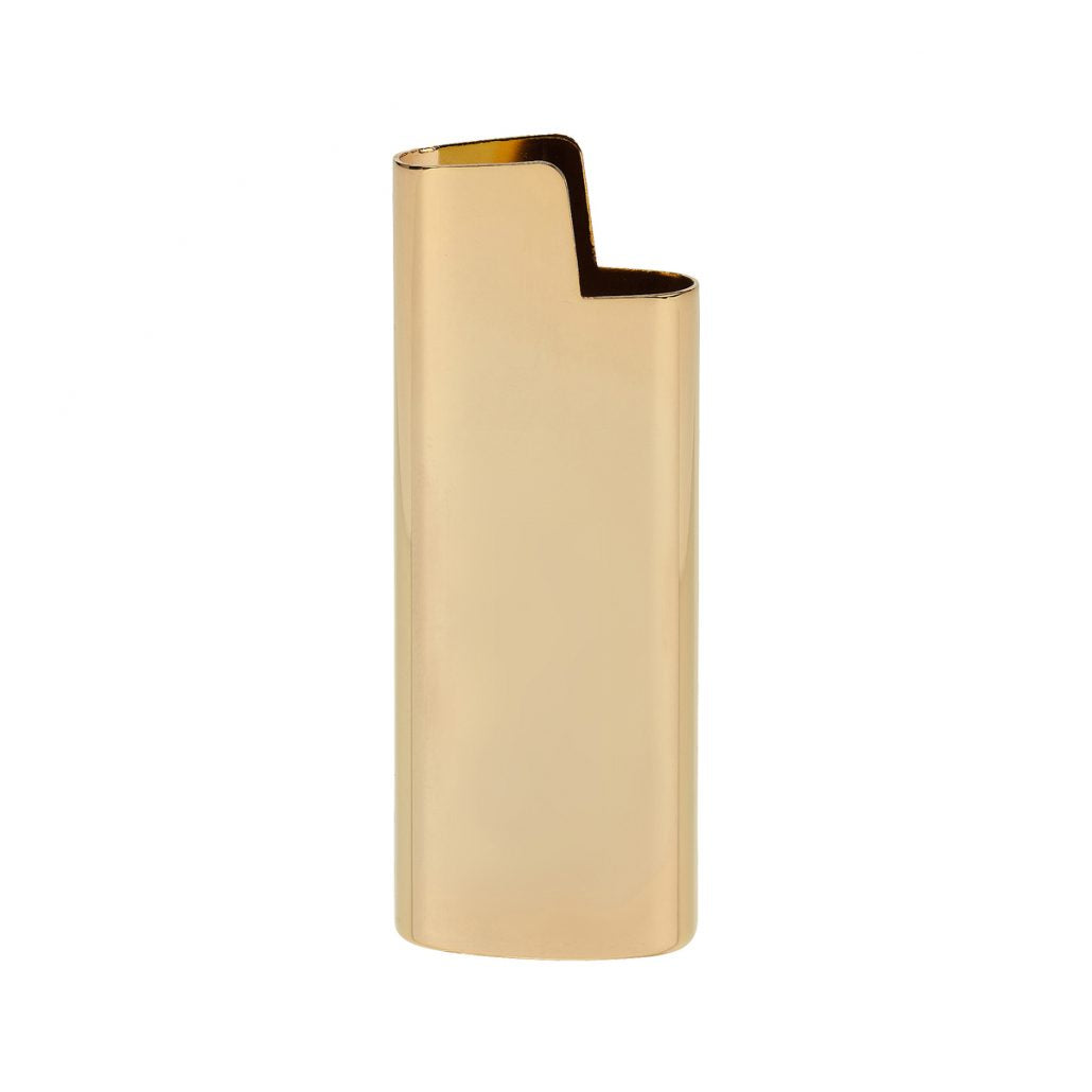 Brass lighter holder in gold satin