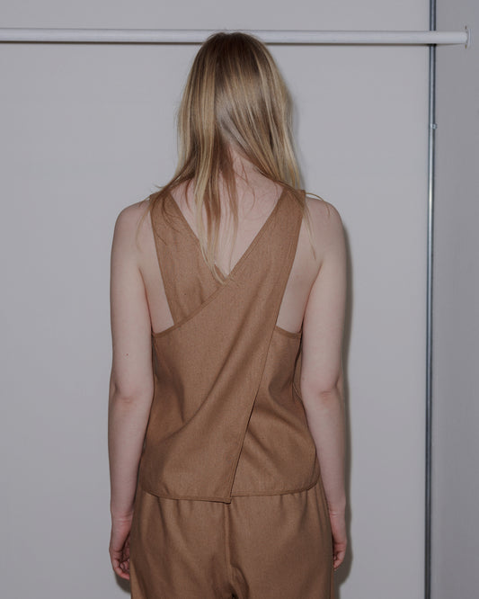 Camel silk apron top by Baserange