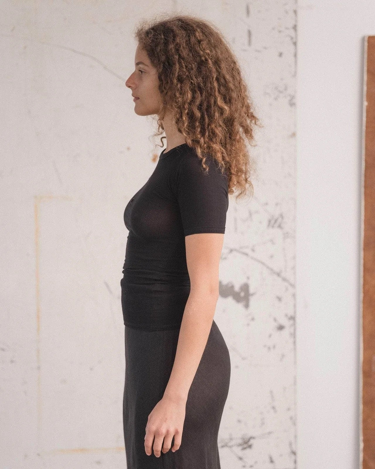 Heart short sleeve top in black