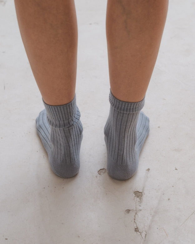 Rib overankle socks in simon grey