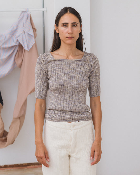 Zampa top in grey melange