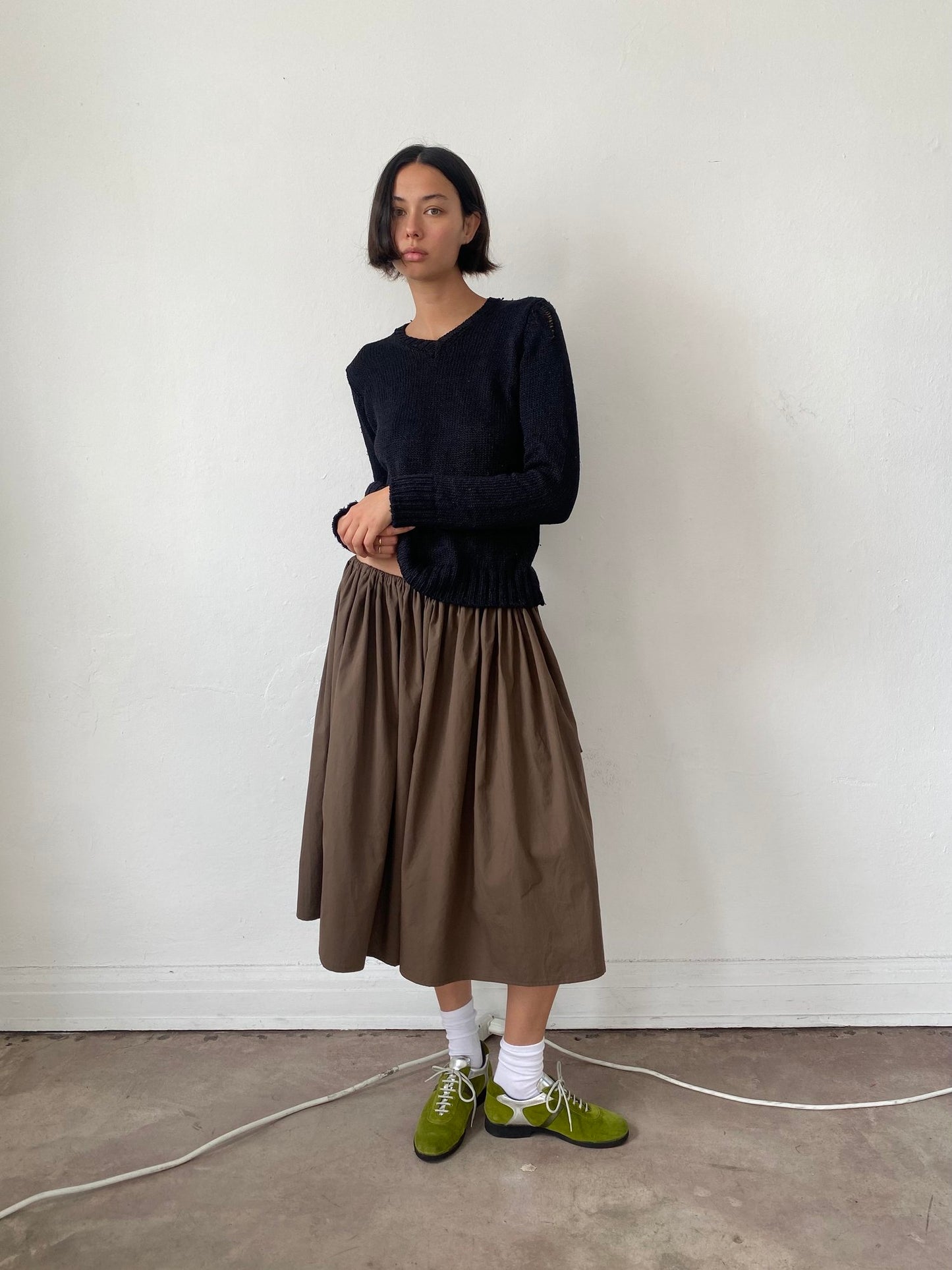 Brooke Callahan pleated tie skirt in brown