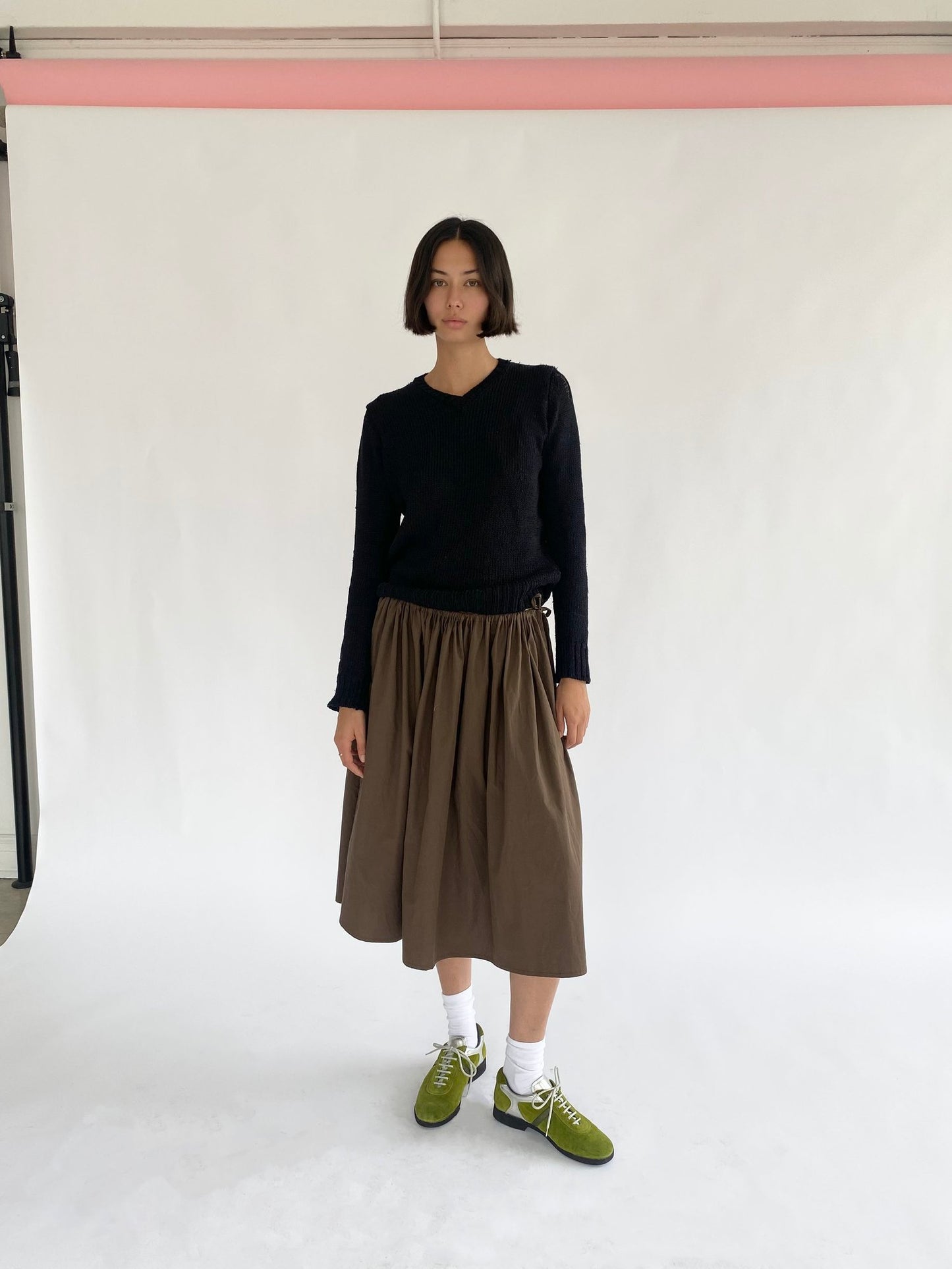 Brooke Callahan pleated tie skirt in brown