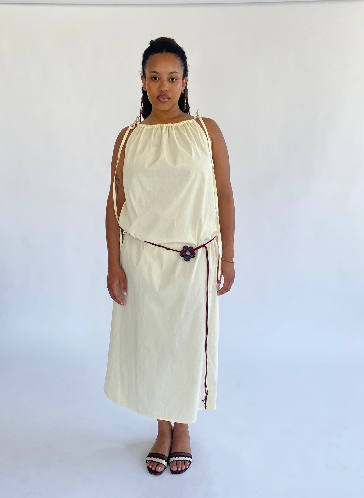 Brooke Callahan two tie wide dress in light yellow