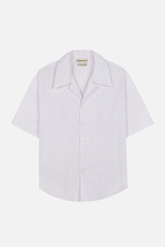 Short sleeved shirt with lilac stripes by Camisas Manolo