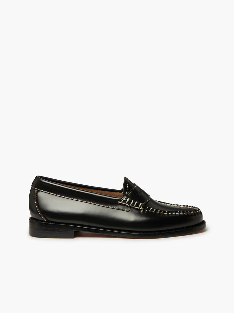 G.H. Bass penny loafers in black with contrast stitching