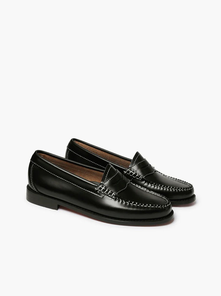 G.H. Bass penny loafers in black with contrast stitching