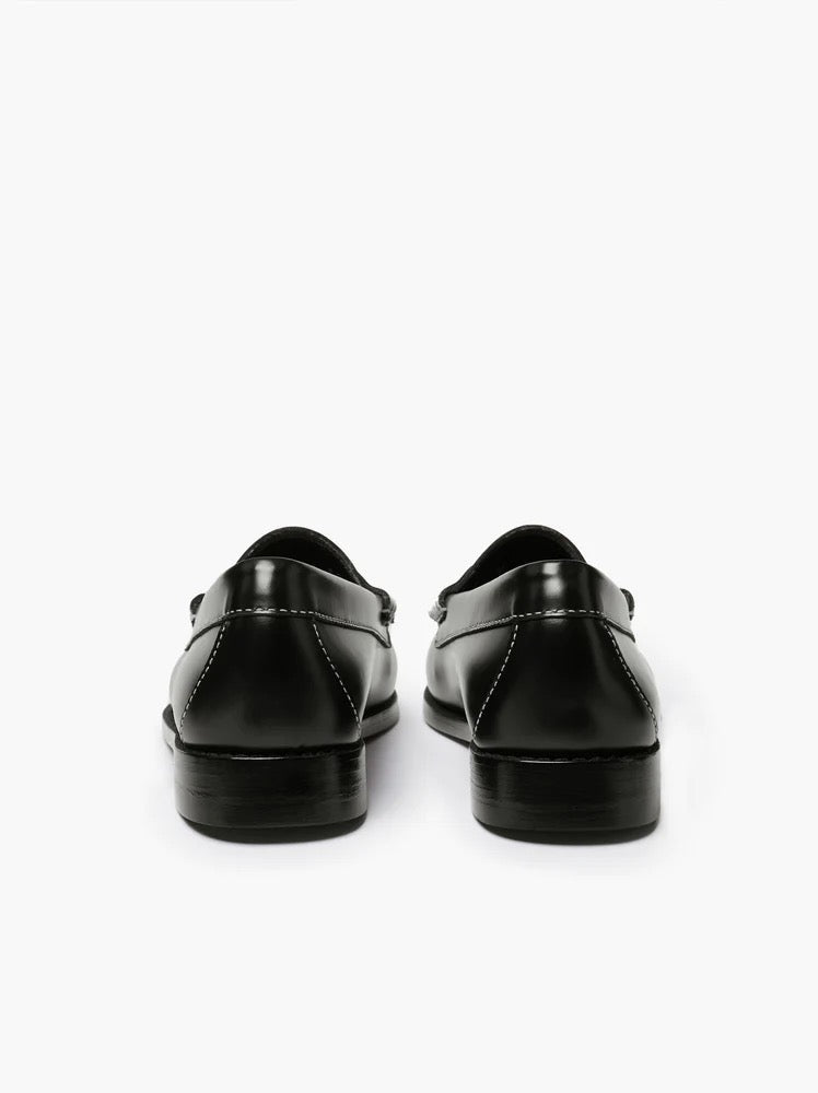 G.H. Bass penny loafers in black with contrast stitching