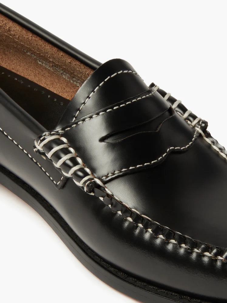 G.H. Bass penny loafers in black with contrast stitching