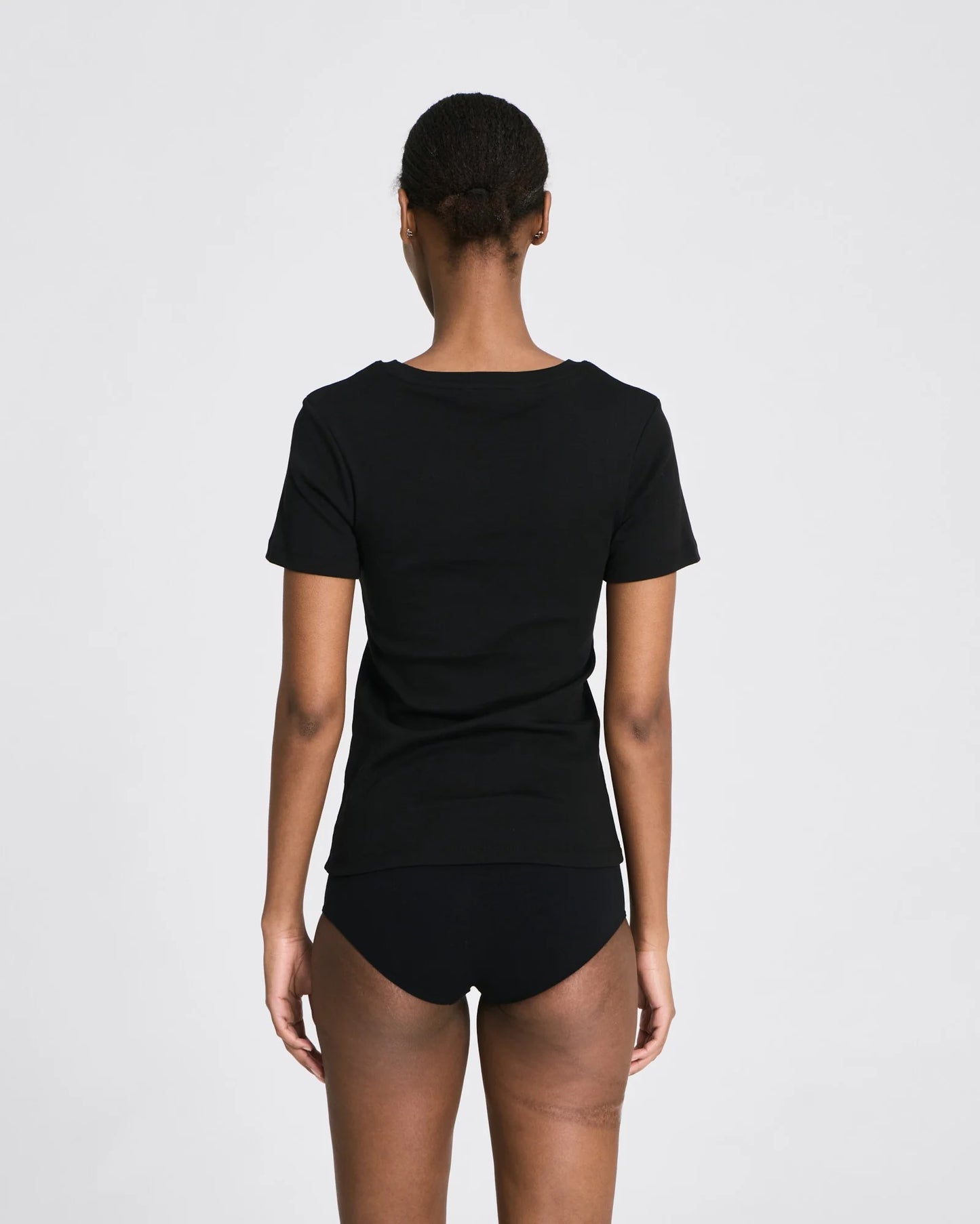 Trille cotton rib tee in black