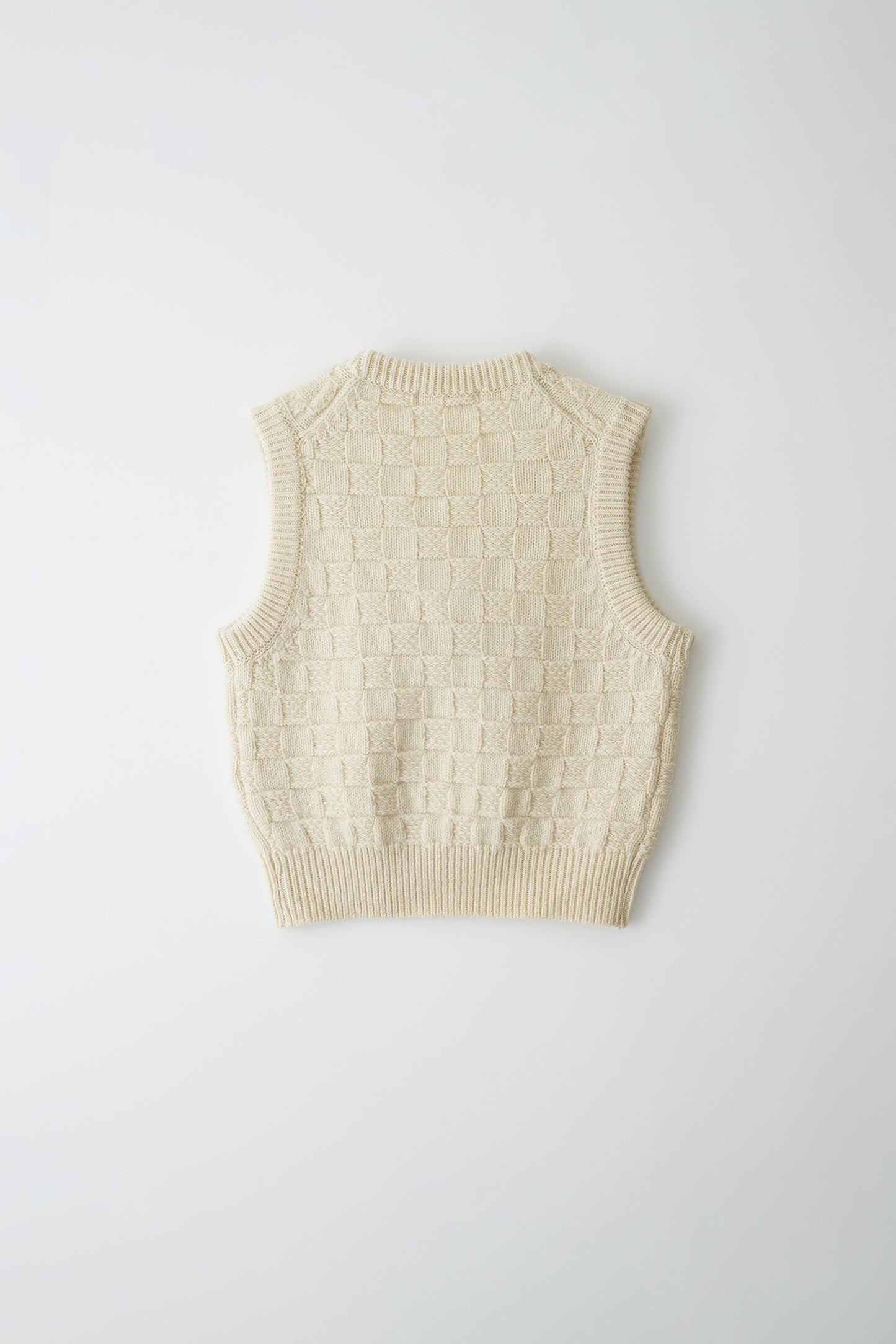 Chess wool vest in ivory