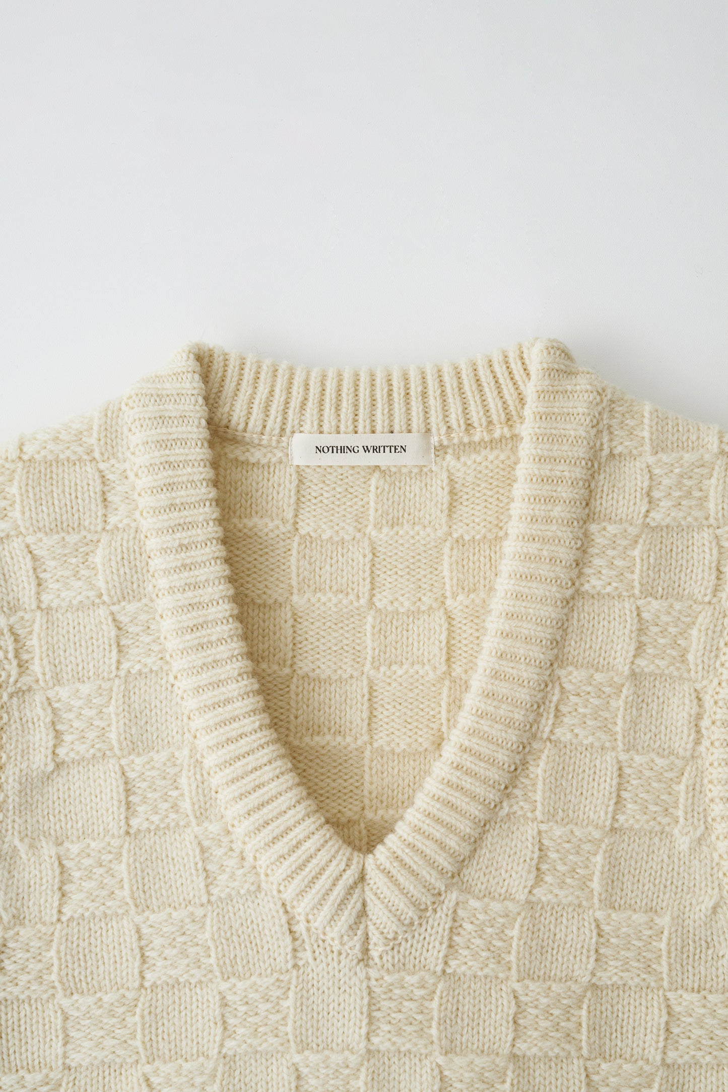 Chess wool vest in ivory