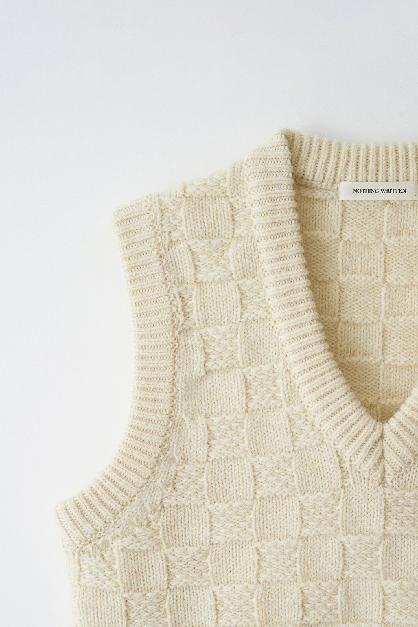 Chess wool vest in ivory