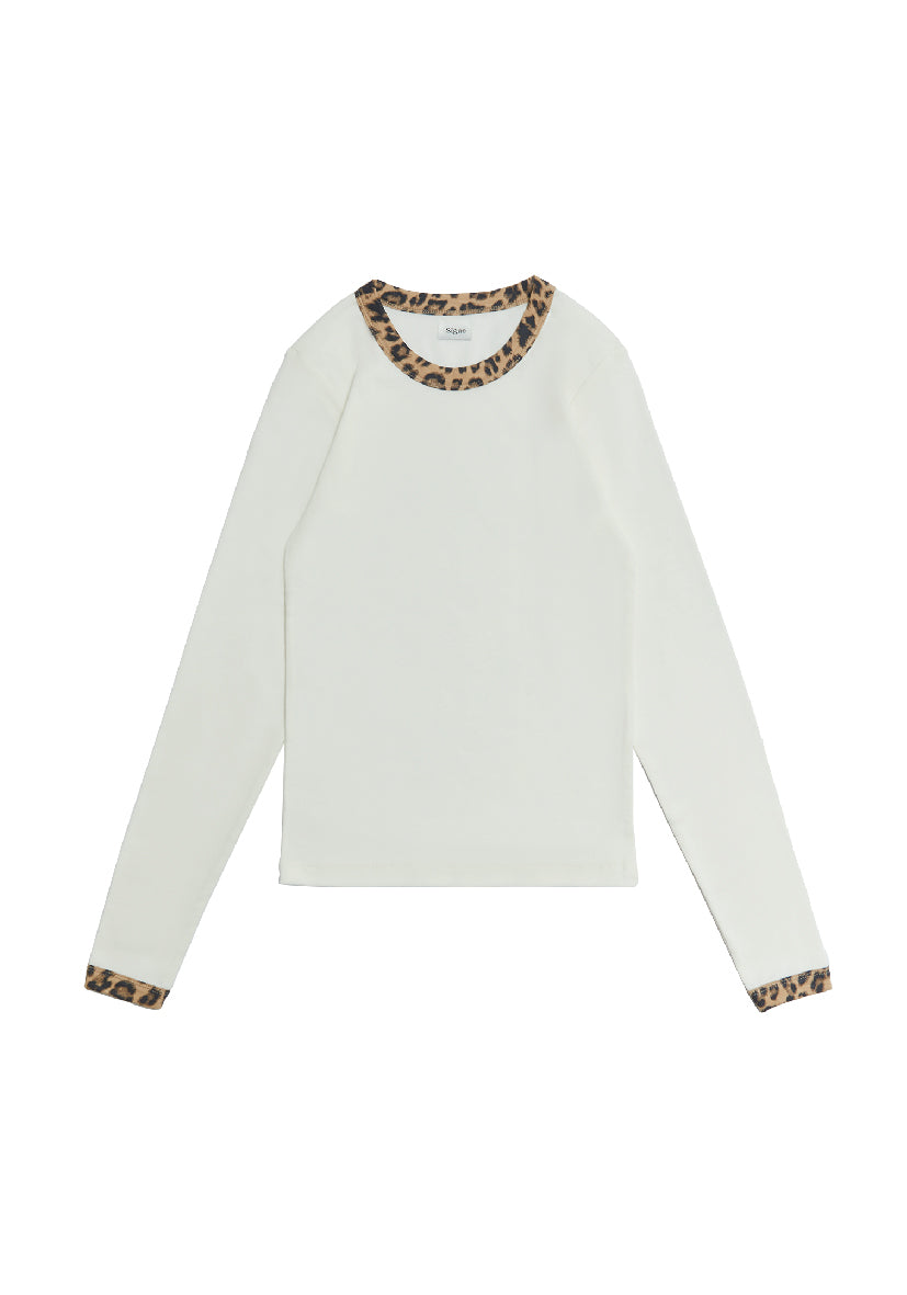 June longsleeve in off white leopard
