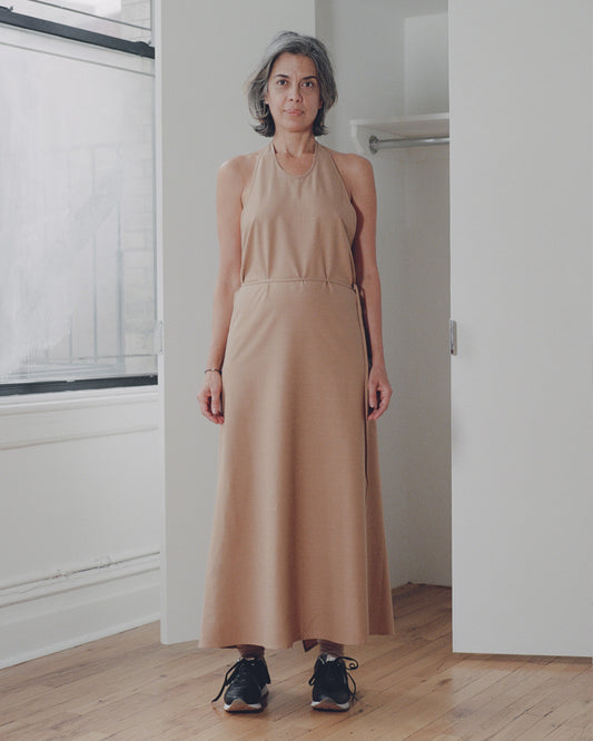 Wrap dress in camel by Baserange