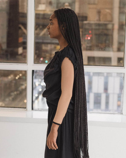 Mia top in black linen
