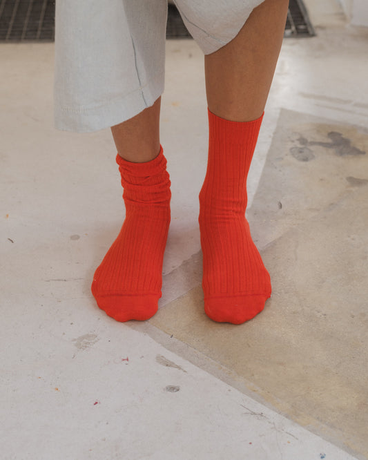 Rib overankle socks in bill red