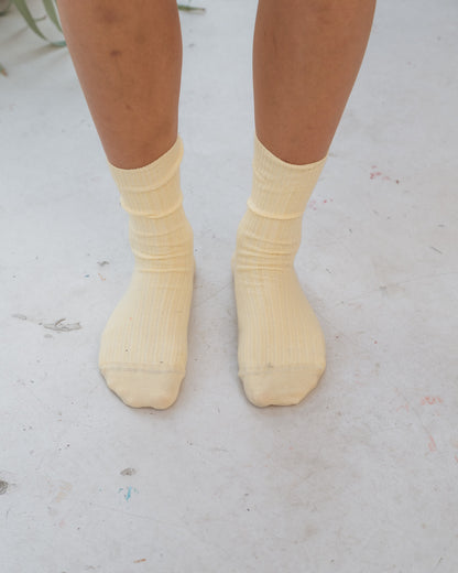 Rib overankle socks in bog yellow
