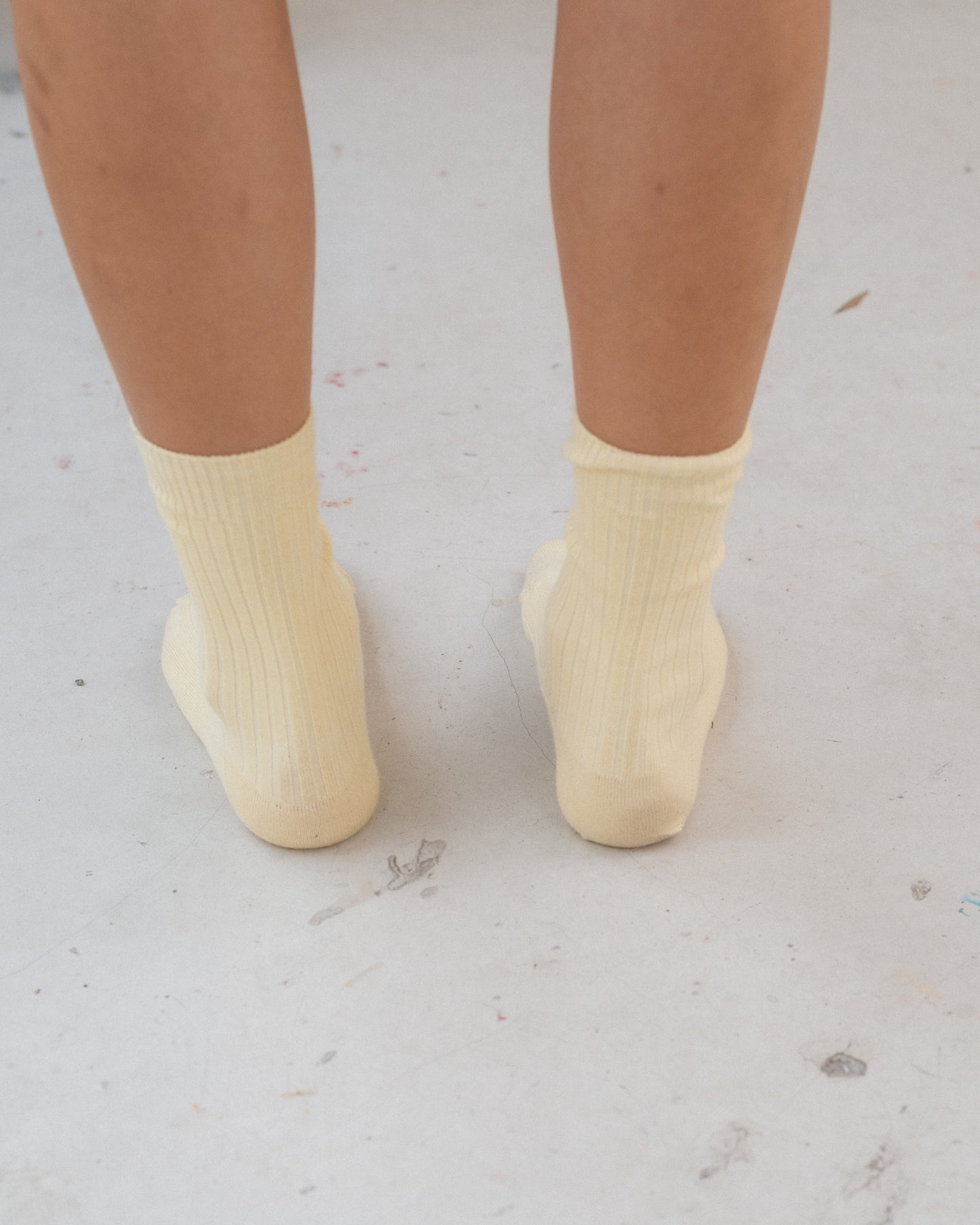 Rib overankle socks in bog yellow