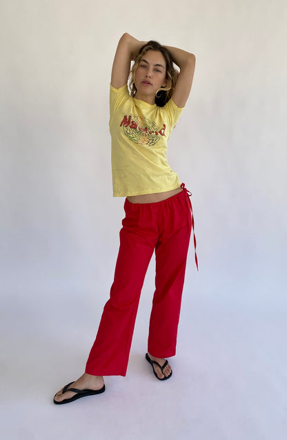 Brooke Callahan mid rise tie pants in red