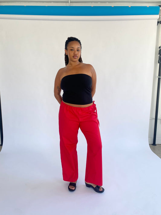 Brooke Callahan mid rise tie pants in red