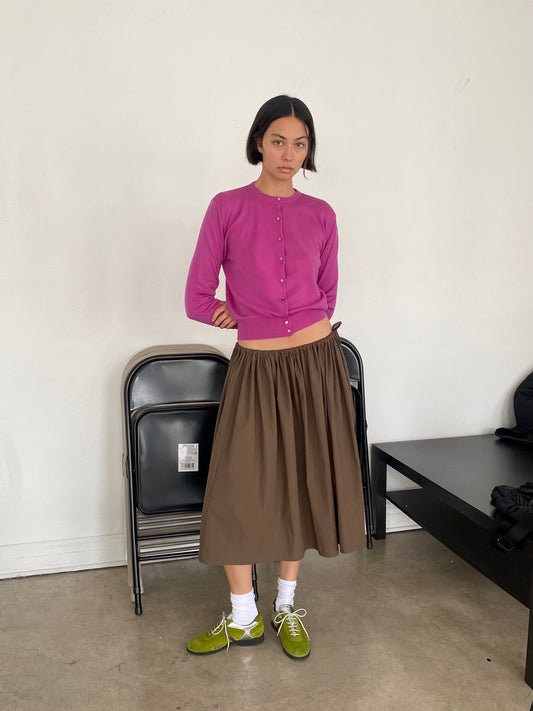 Brooke Callahan pleated tie skirt in brown