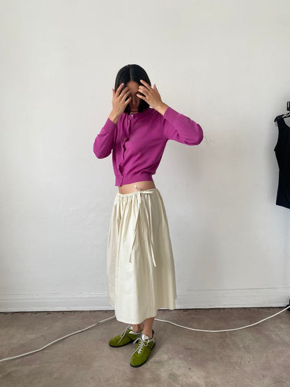 Brooke Callahan pleated tie skirt in light yellow