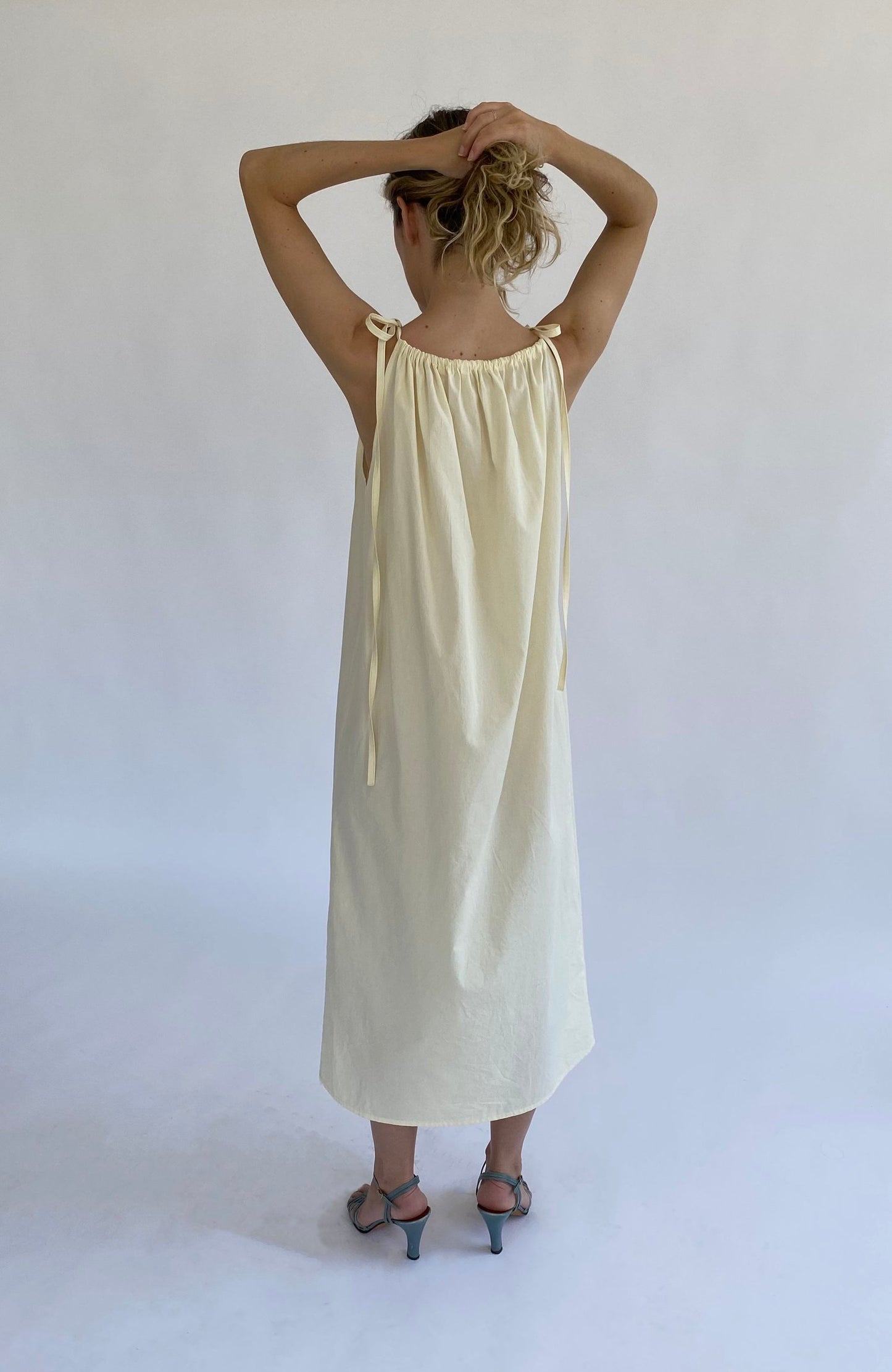 Brooke Callahan two tie wide dress in light yellow
