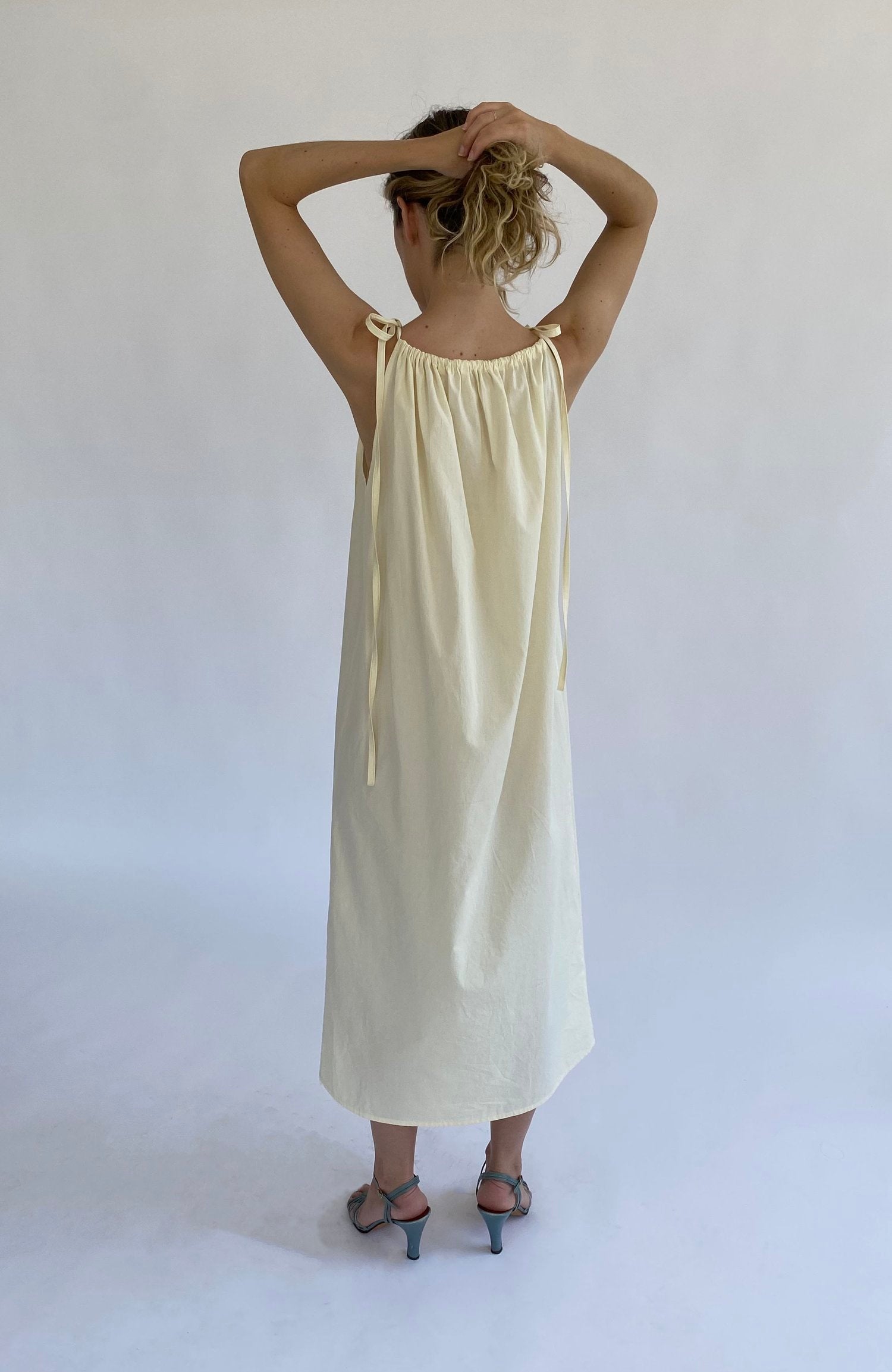 Brooke Callahan two tie wide dress in light yellow