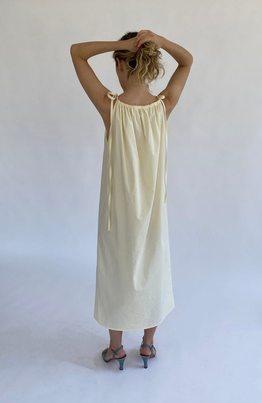 Brooke Callahan two tie wide dress in light yellow