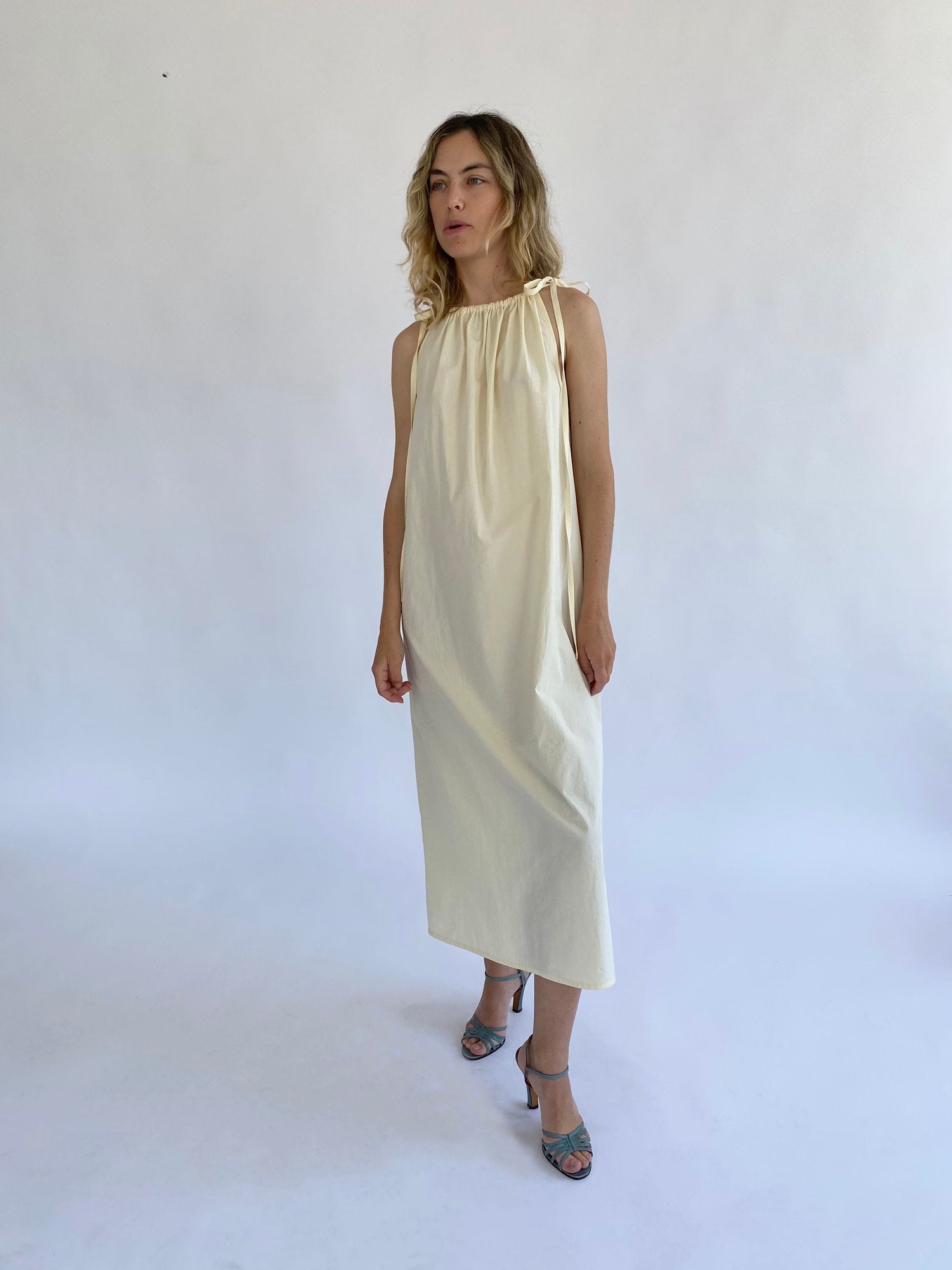 Brooke Callahan two tie wide dress in light yellow