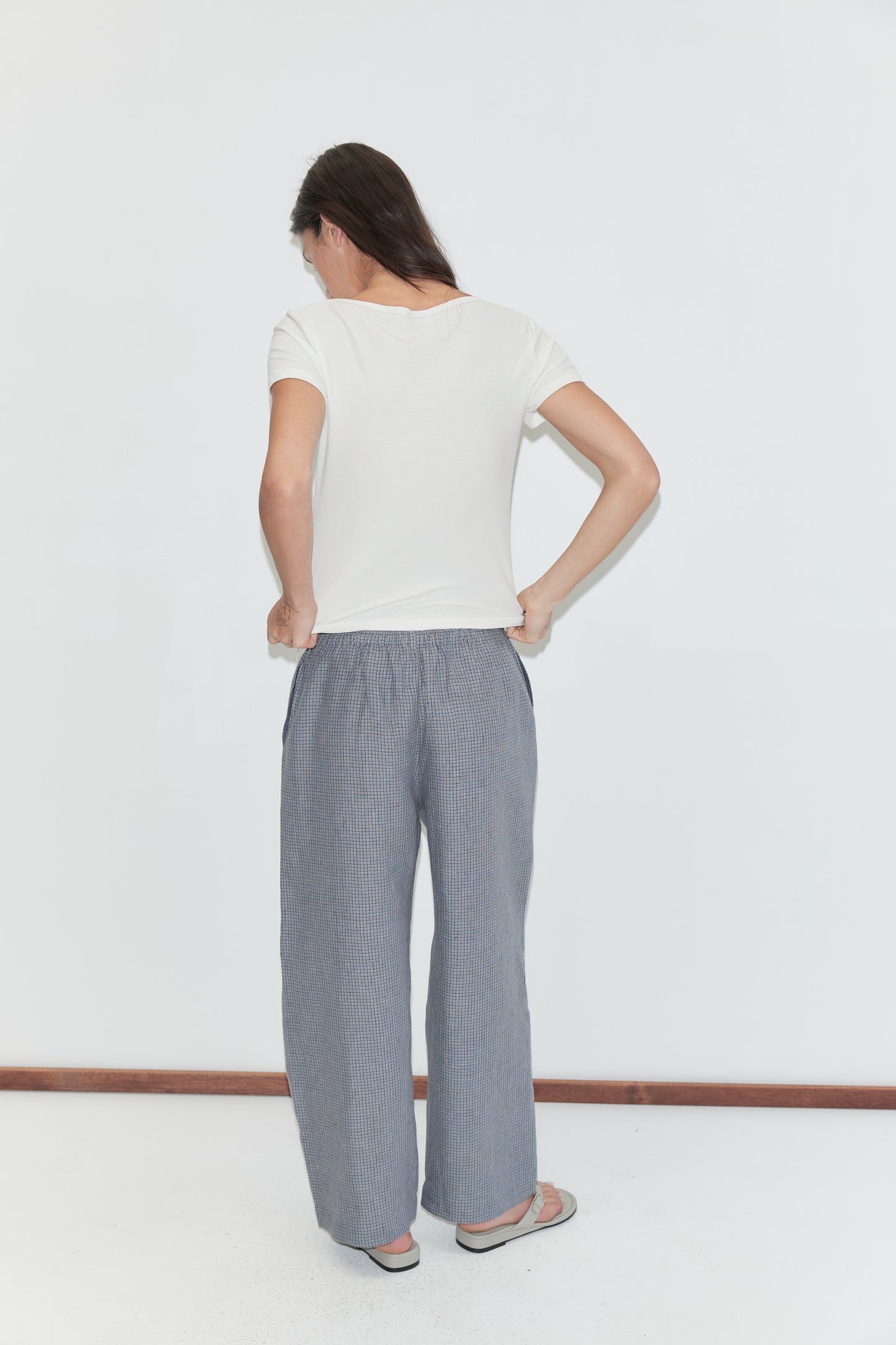 Ease trouser in indigo check
