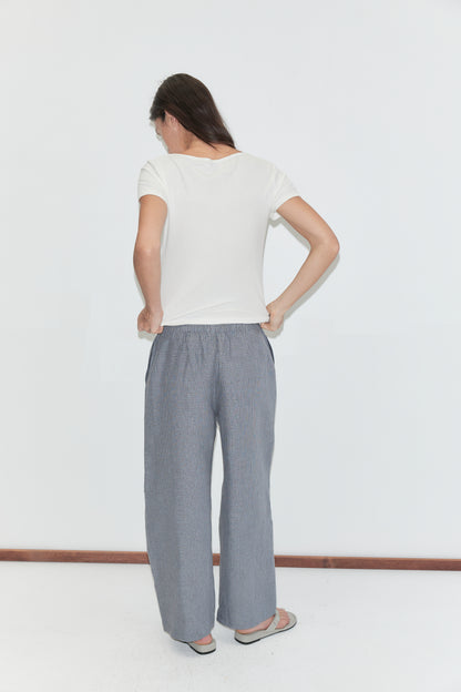 Ease trouser in indigo check