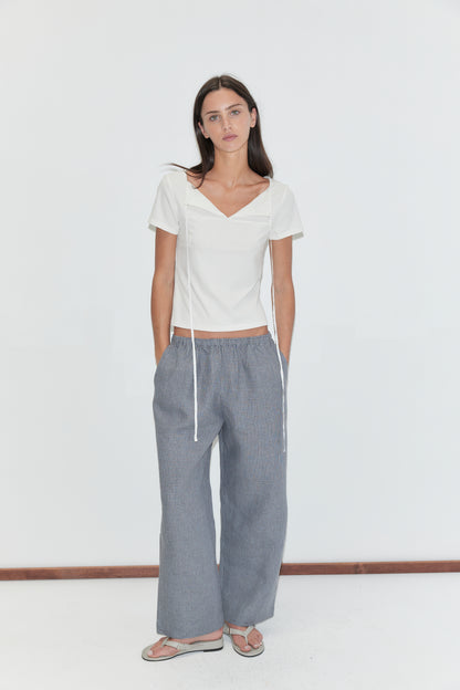 Ease trouser in indigo check