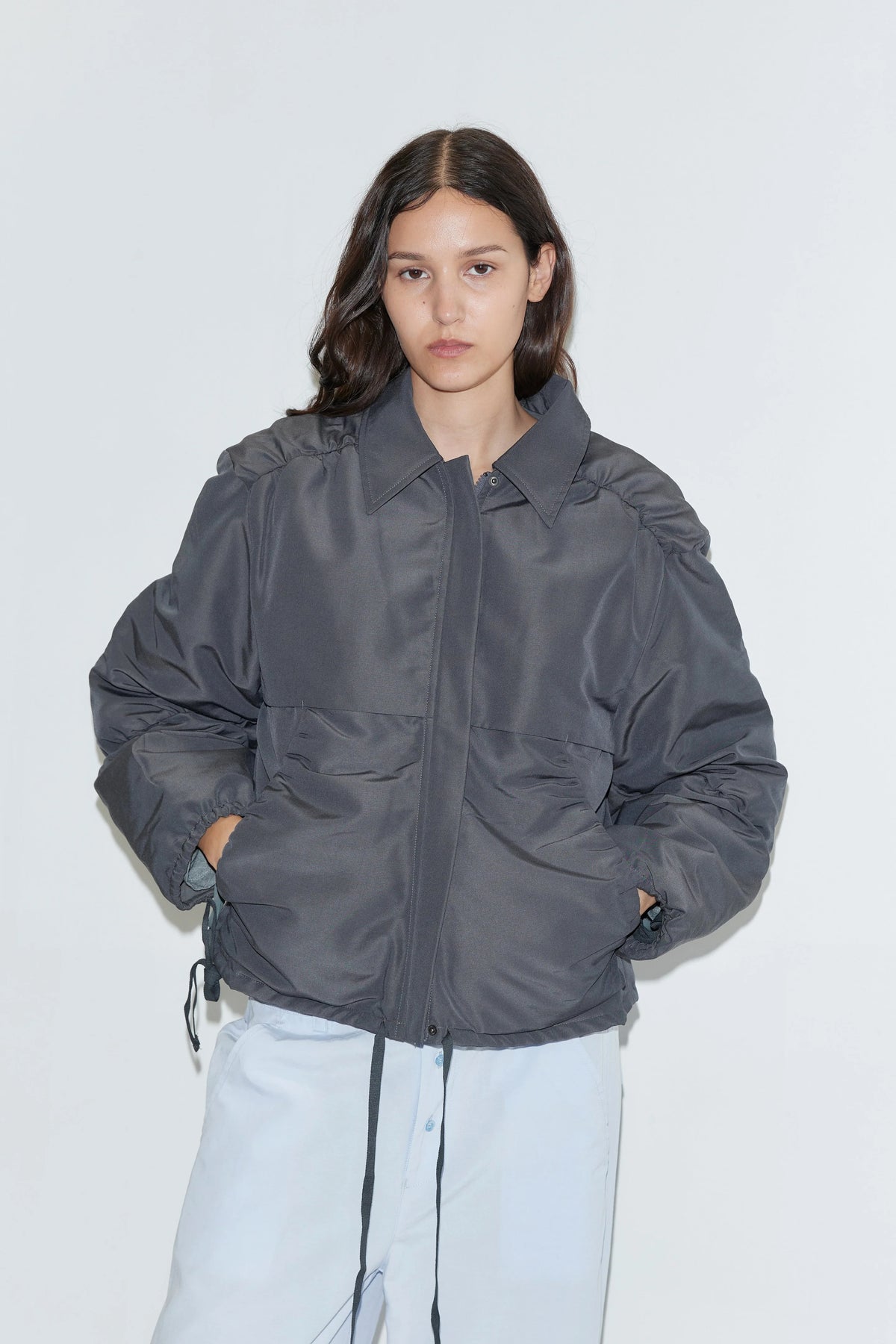 Gathered jacket in slate