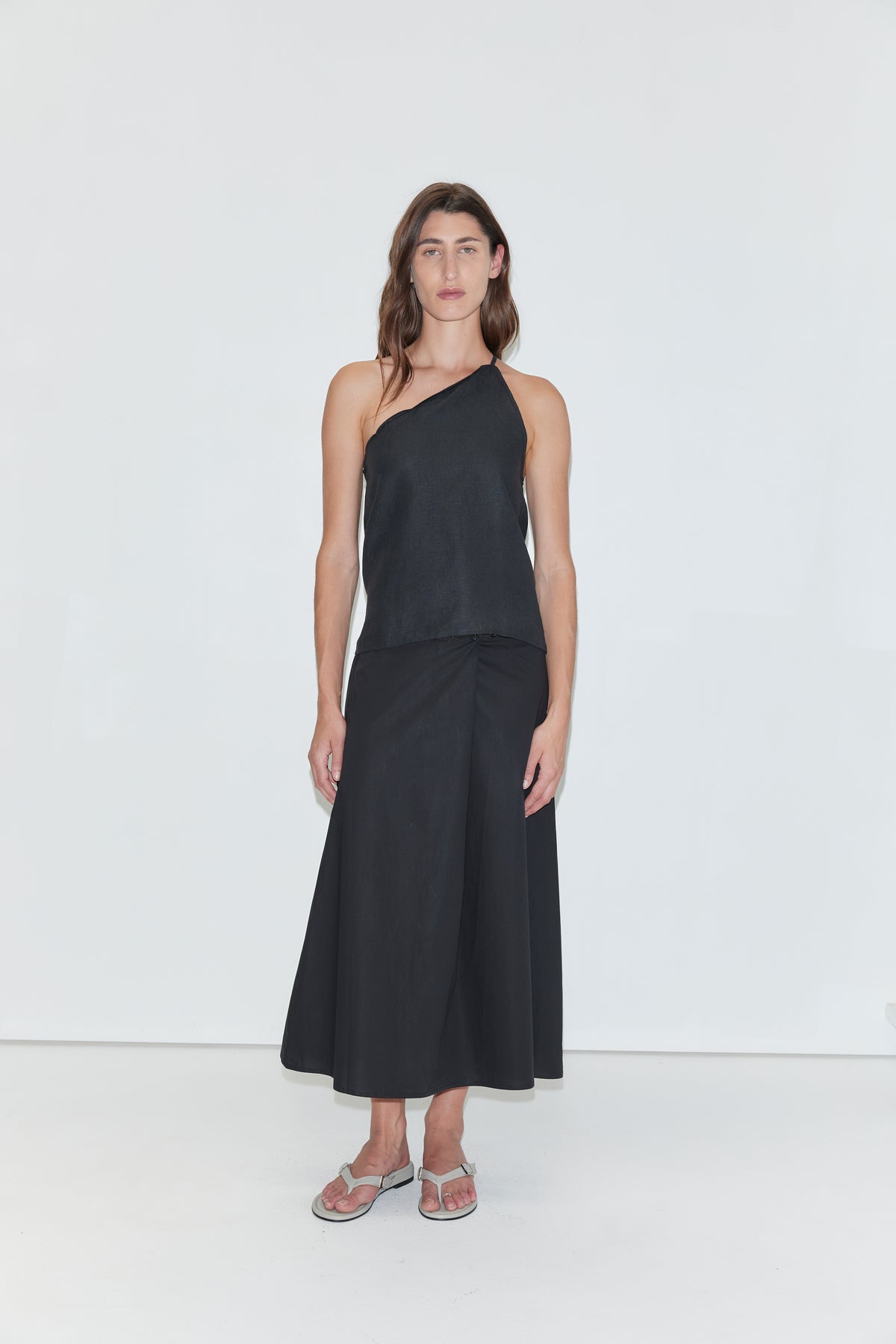 Half halter top in black