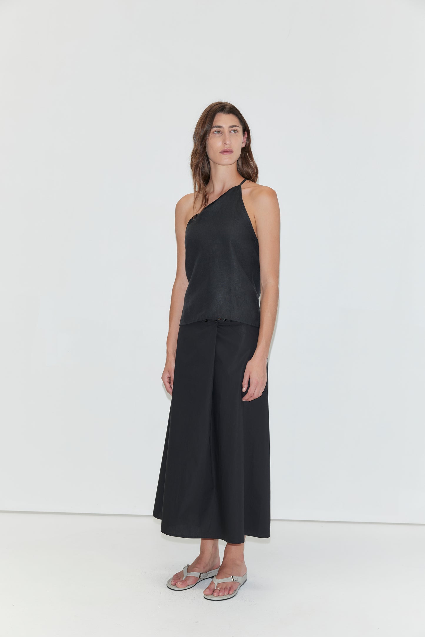 Half halter top in black
