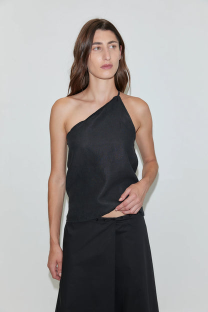Half halter top in black