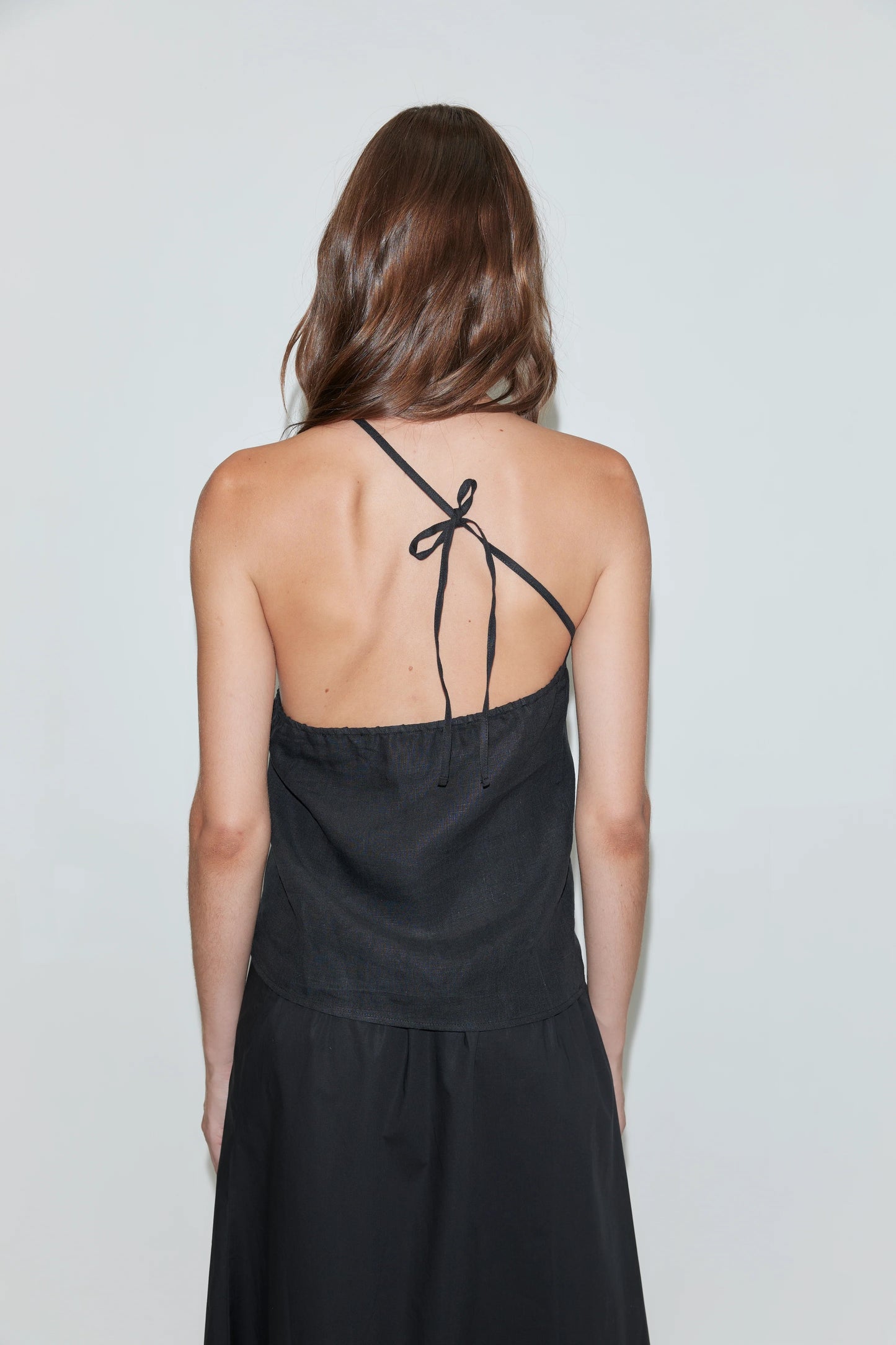 Half halter top in black