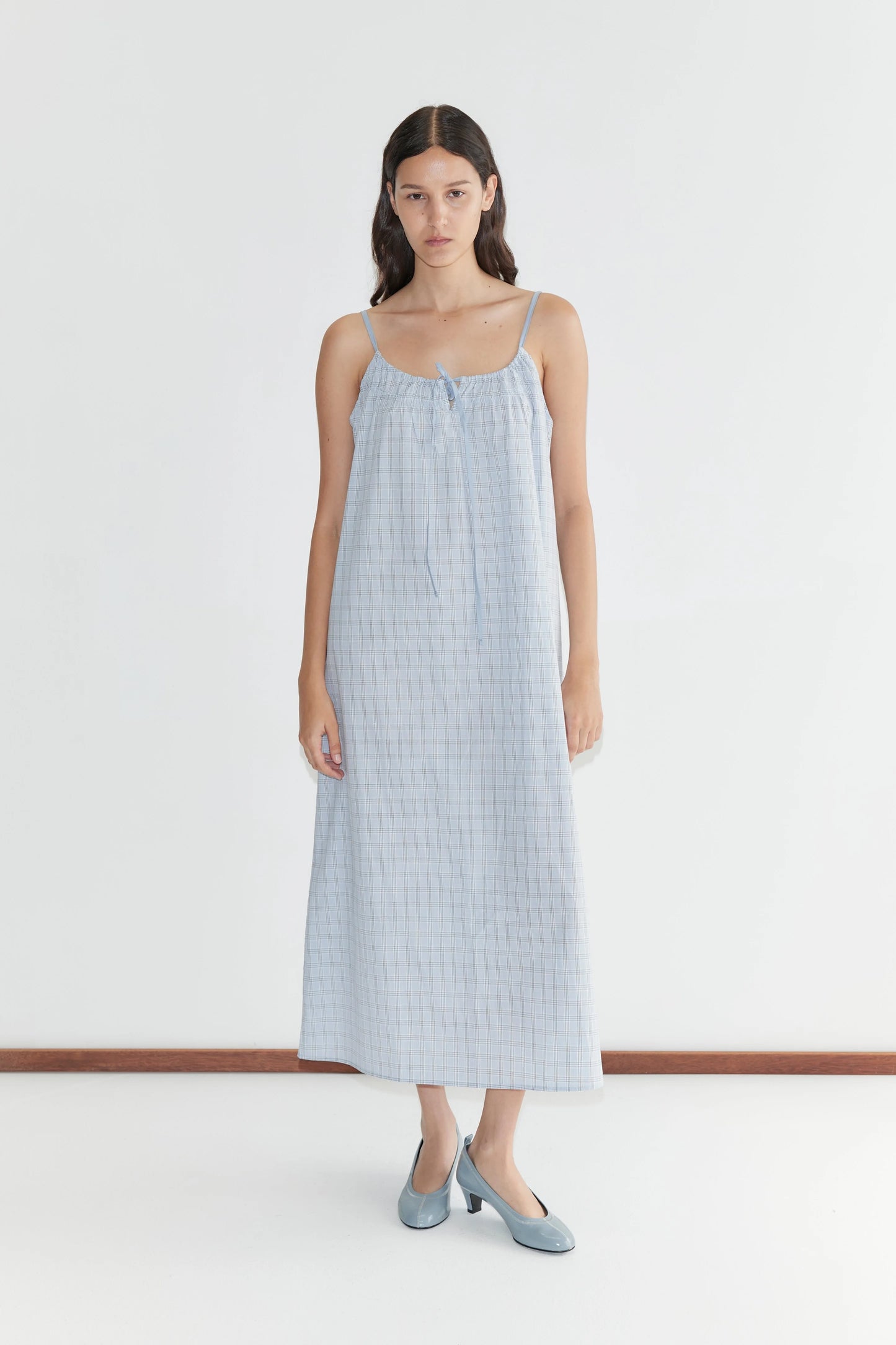 Maxi dress in powder check