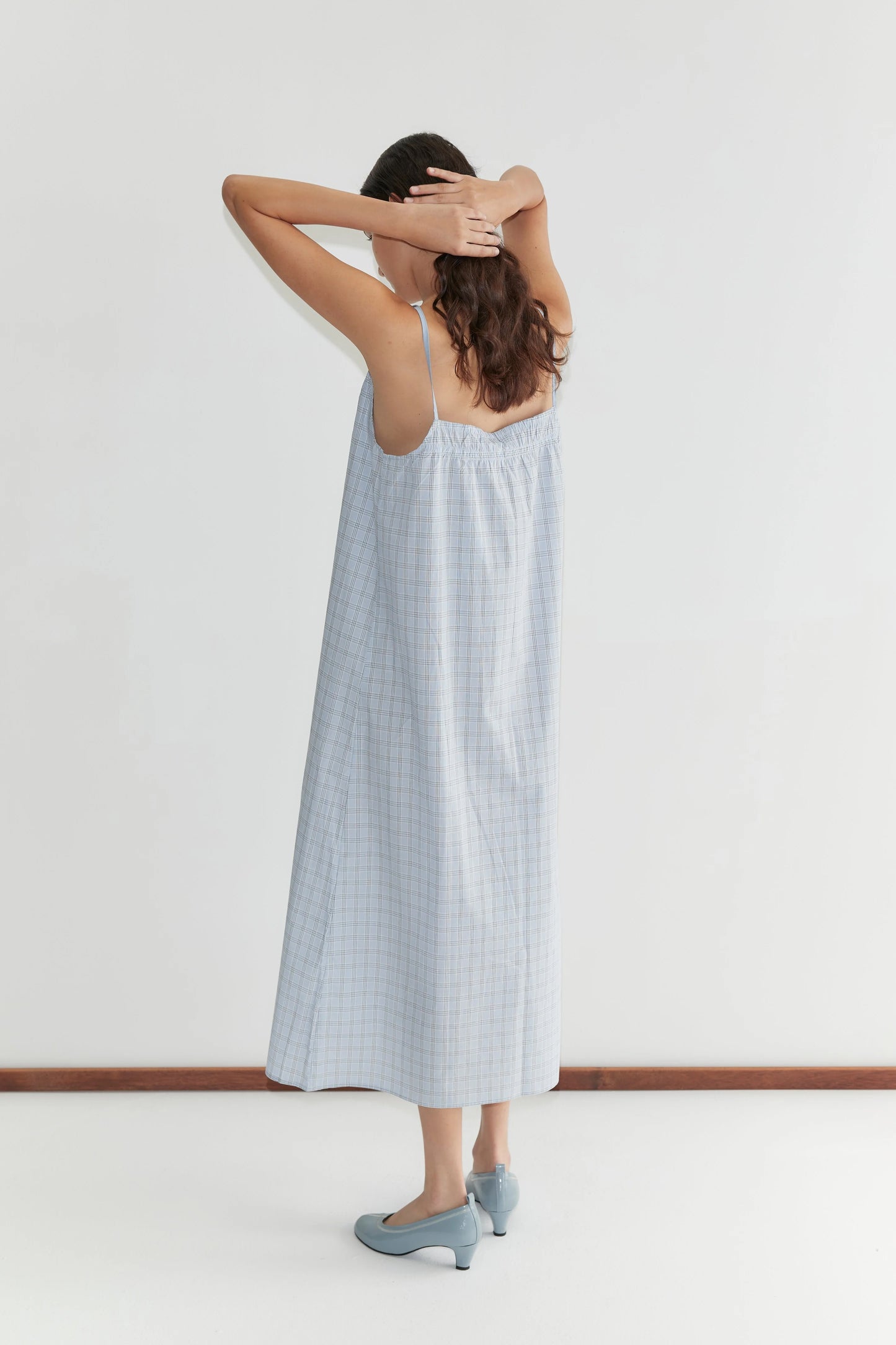 Maxi dress in powder check