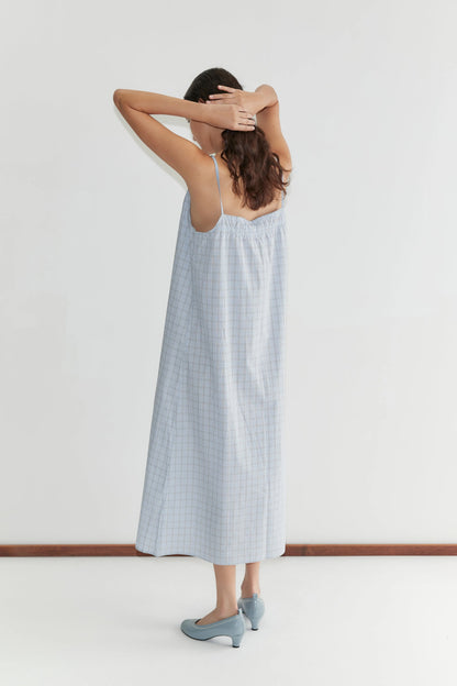 Maxi dress in powder check