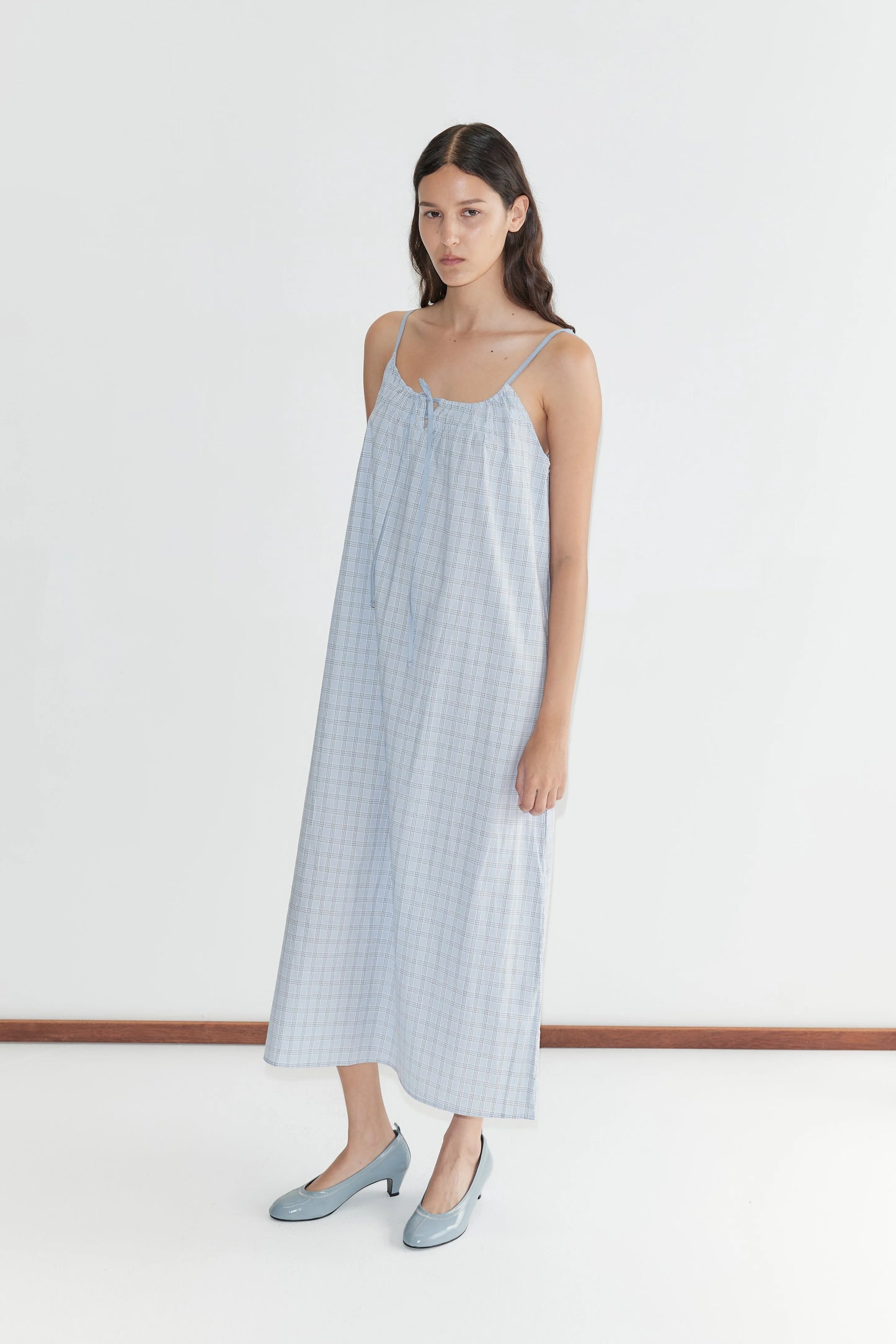 Maxi dress in powder check