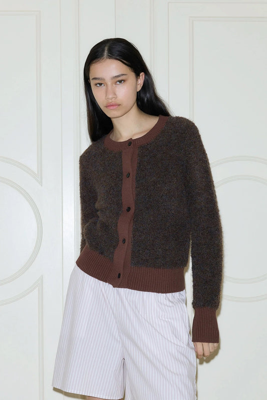 Looped cardigan in brown