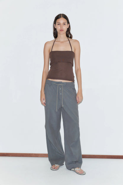Panel leg pant in charcoal