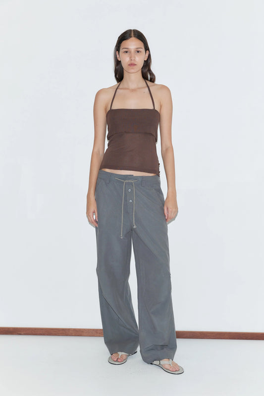 Panel leg pant in charcoal