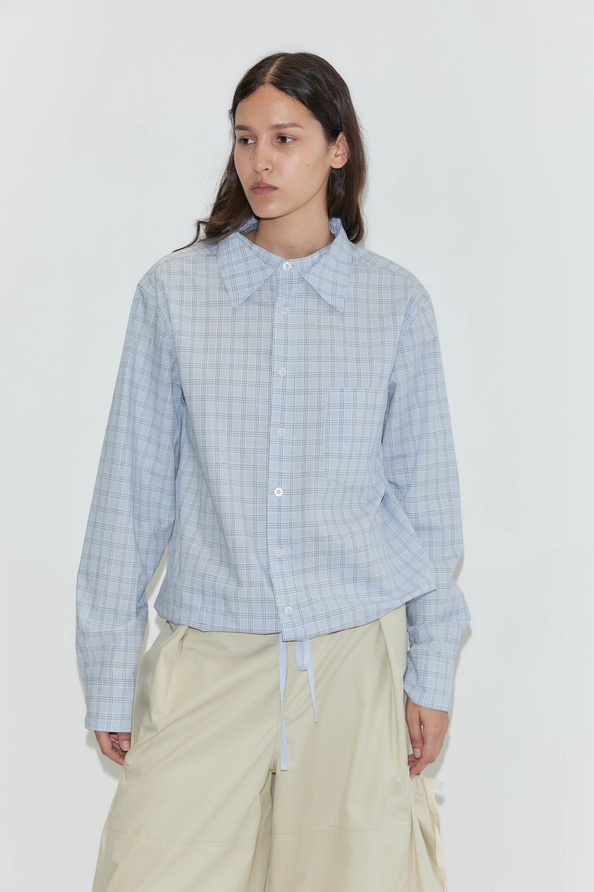Stand shirt in powder check