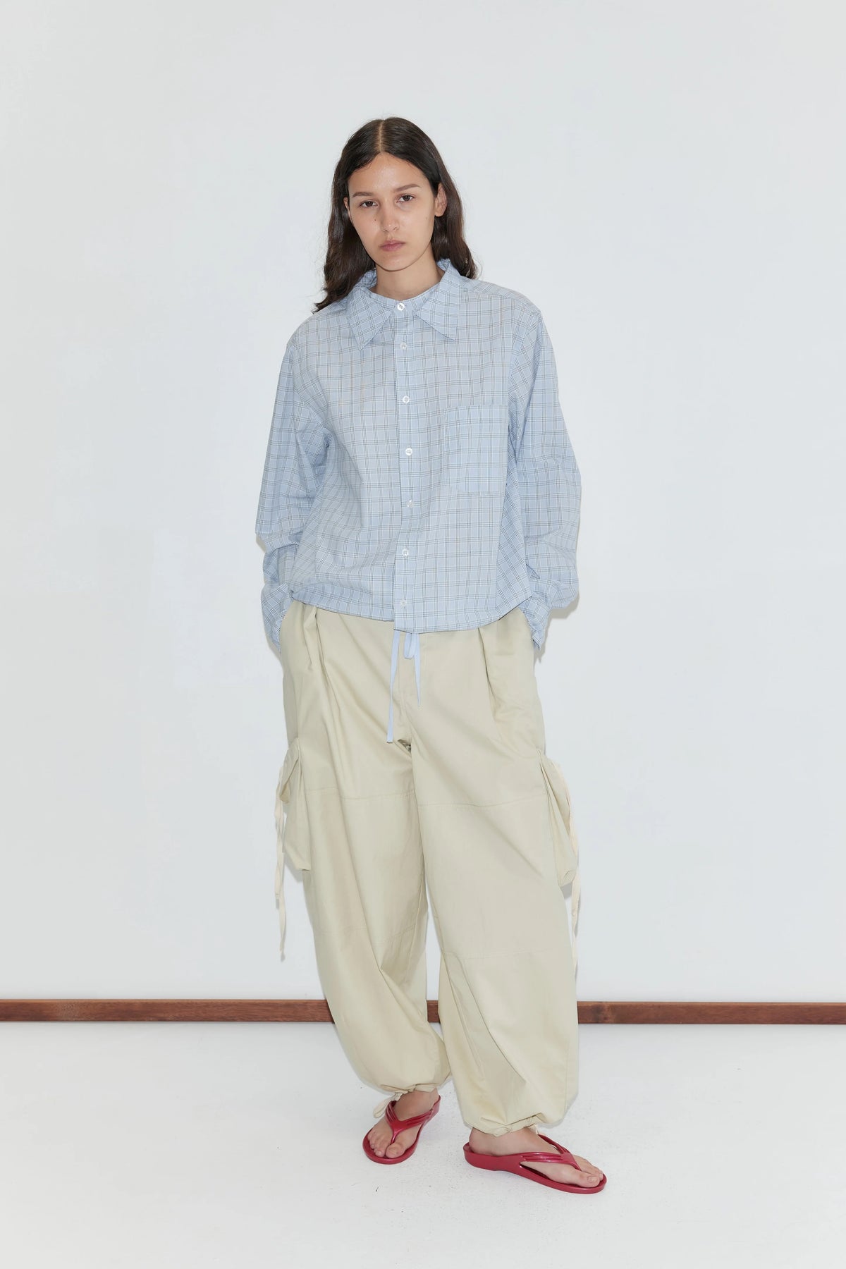 Stand shirt in powder check