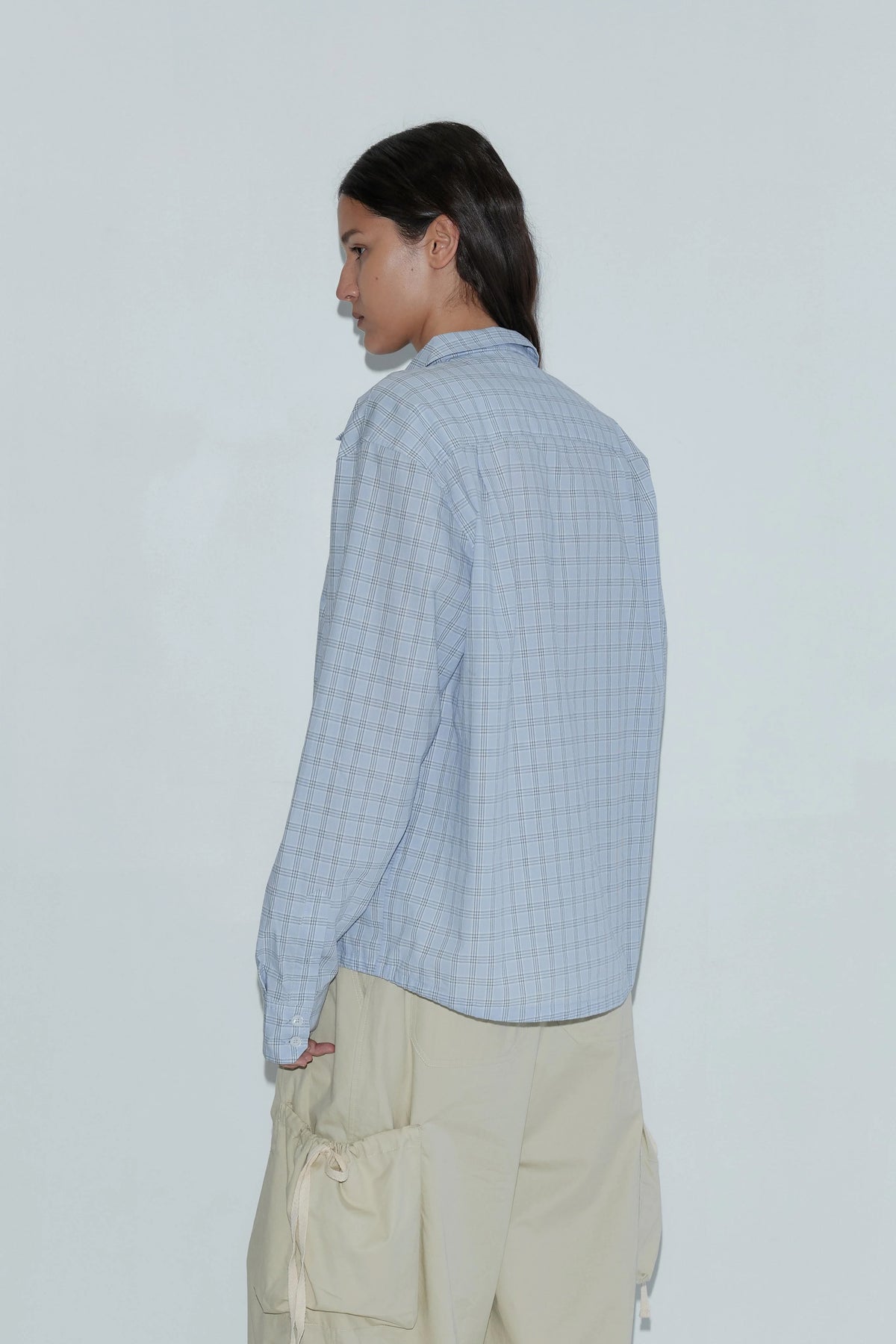 Stand shirt in powder check