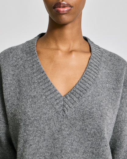 Elvira v-neck knit in grey melange